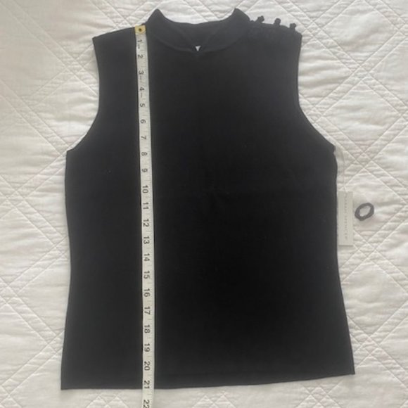 NWT Sleeveless Black Silk Top with Shoulder Detail - Picture 10 of 12